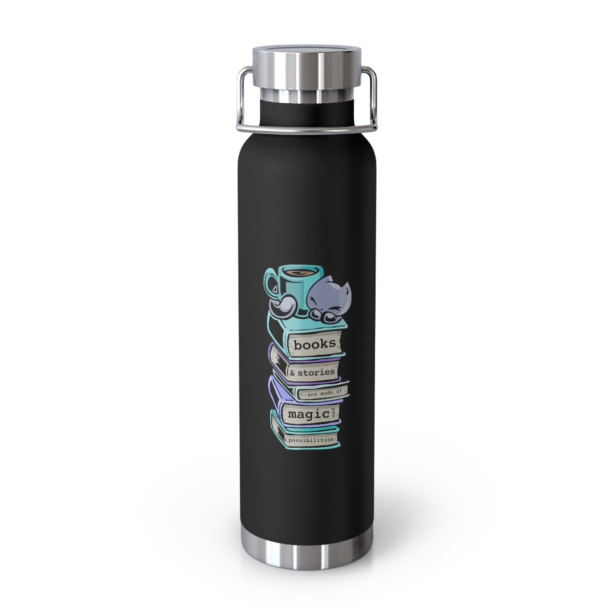 Water Bottle: Books Are Magical - Skoshie the Cat (22 oz)