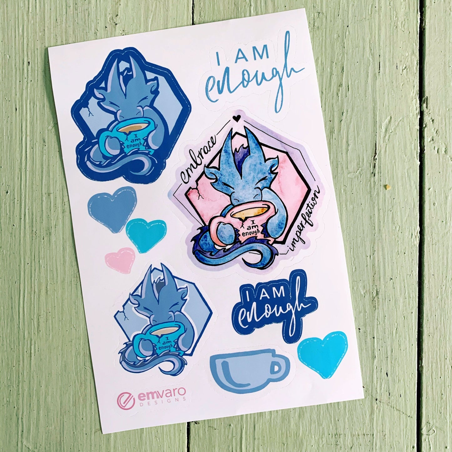 Stickers: I Am Enough - Wisp the Dragon (2 styles)